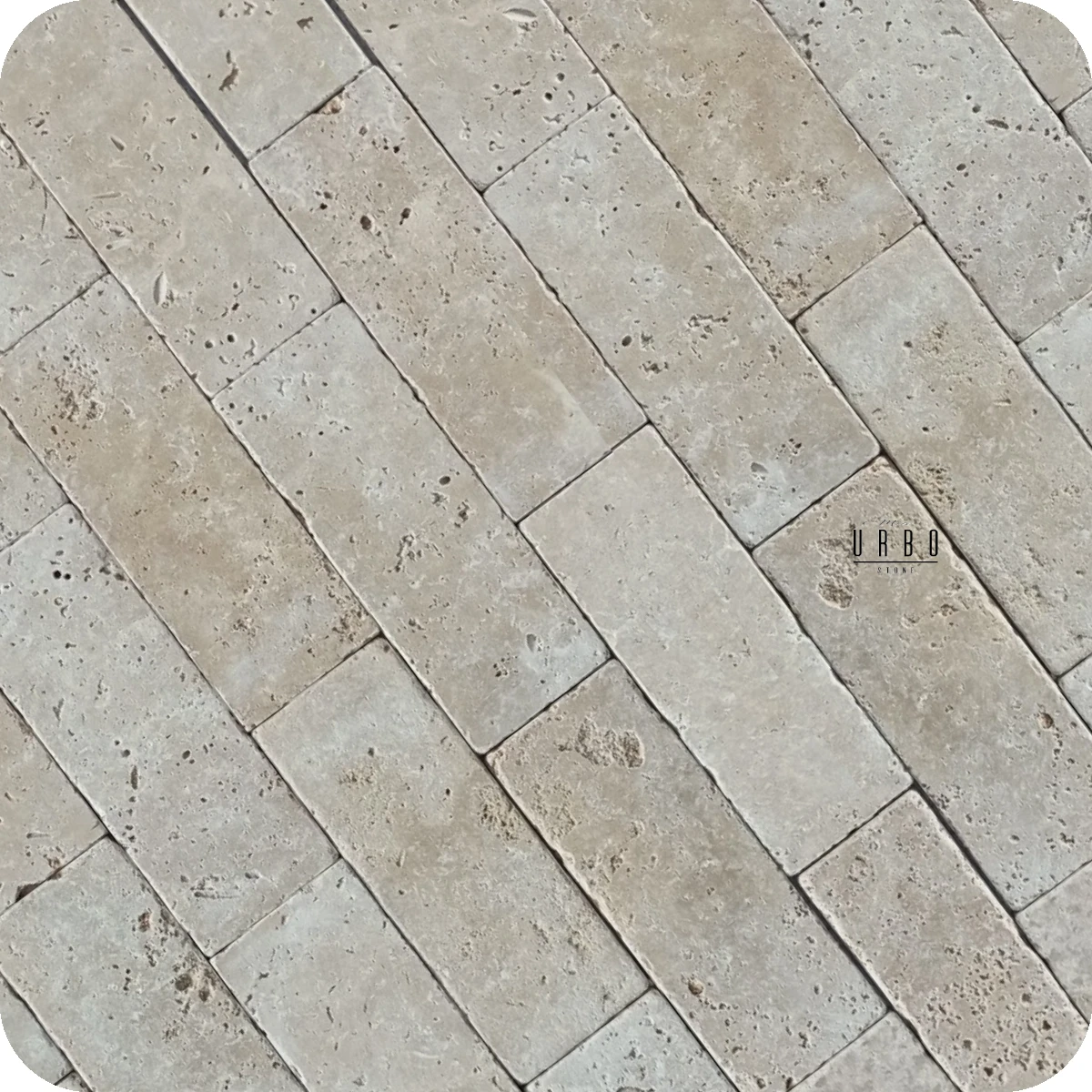 Trawertyn Plytki BEZOWE Classic MIX Cegielka 15 x 7cm Bebnowany Antykowany komplet rzymski boho japandi farmhouse outlet wyprzedaz producent hurt kamienia Mia Urbo Travertin Travertinas Травертин WHOLESALE.webp