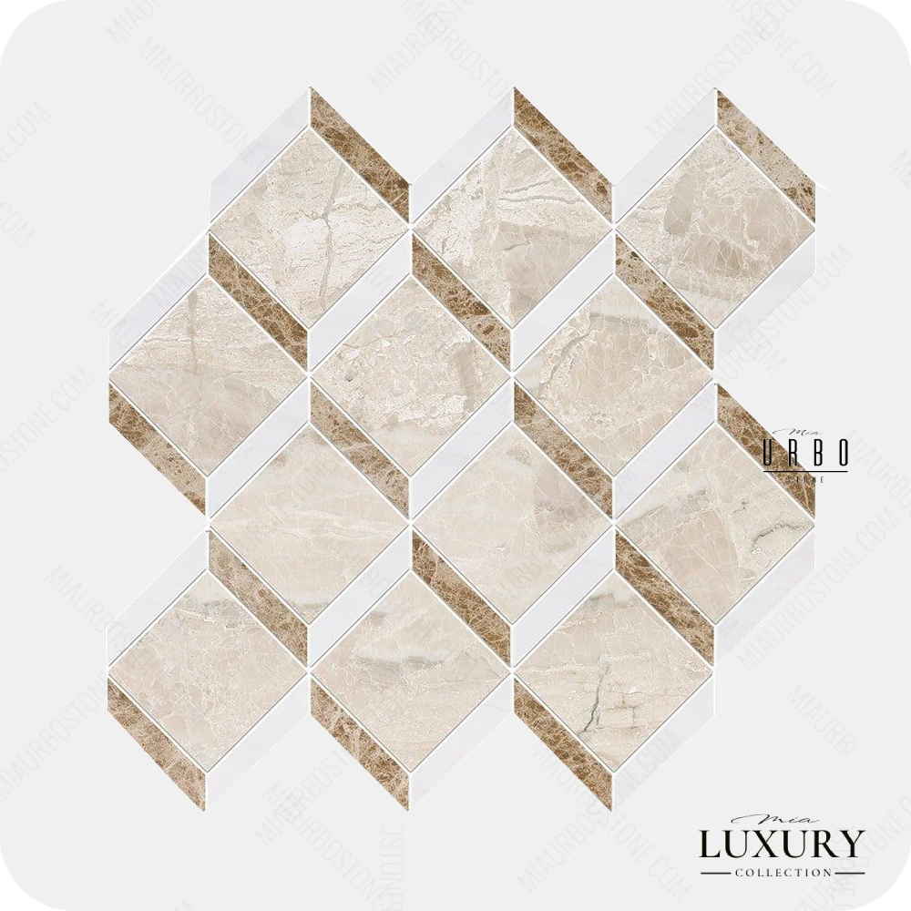 Mozaika marmurowa Diana Royal Queen Beige matowa bezowa greige hurtownia kamienia outlet promocja tanie mozaiki geometryczne 3D 1755 Mia Urbo Stone (1).webp