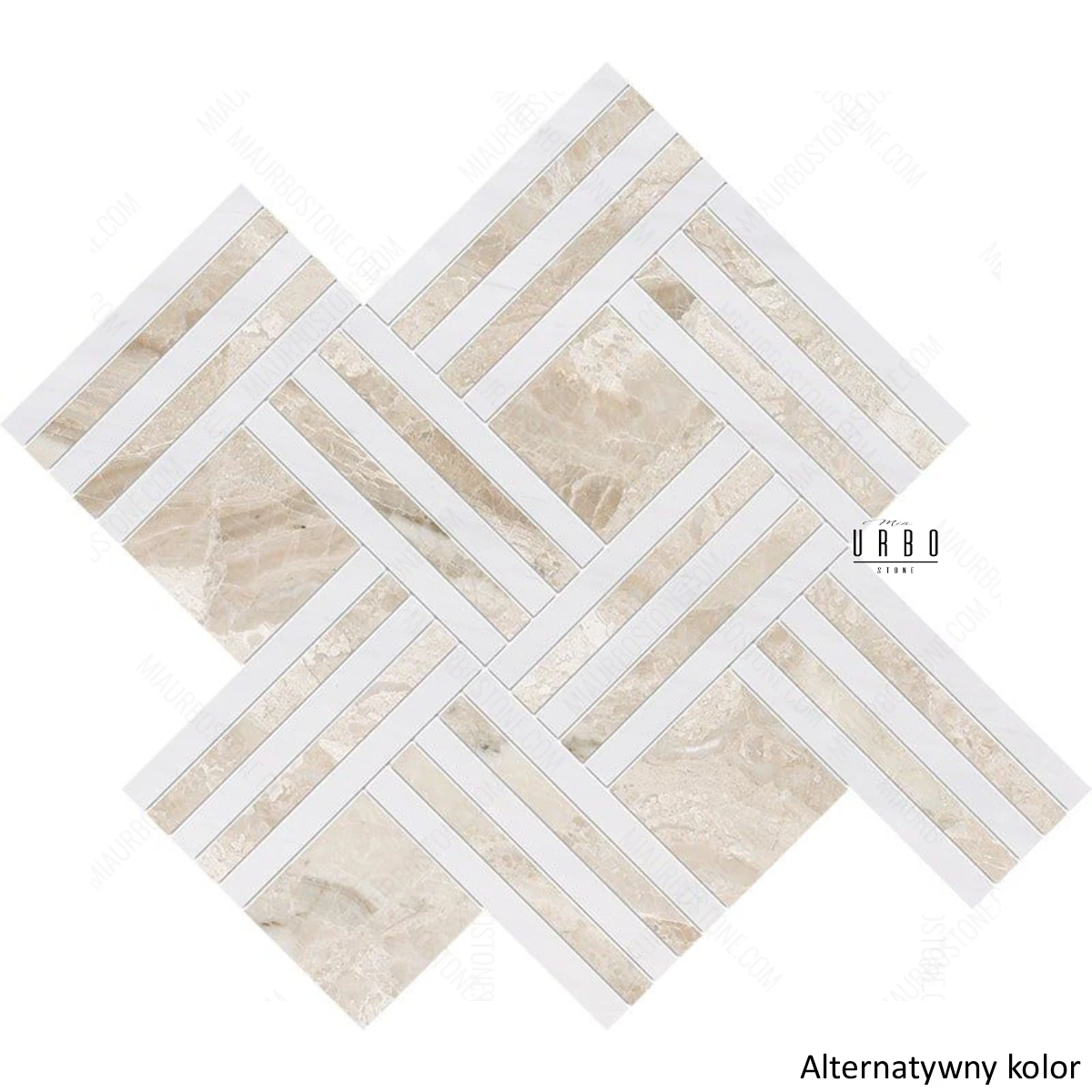 Mozaika-marmurowa-Modern Basket bialo - beżowa -geometryczna-plytki-kamienne-marmur-hurtownia-kamienia-Mia-Urbo-Stone-Marble-mosaic-marmor 5.webp