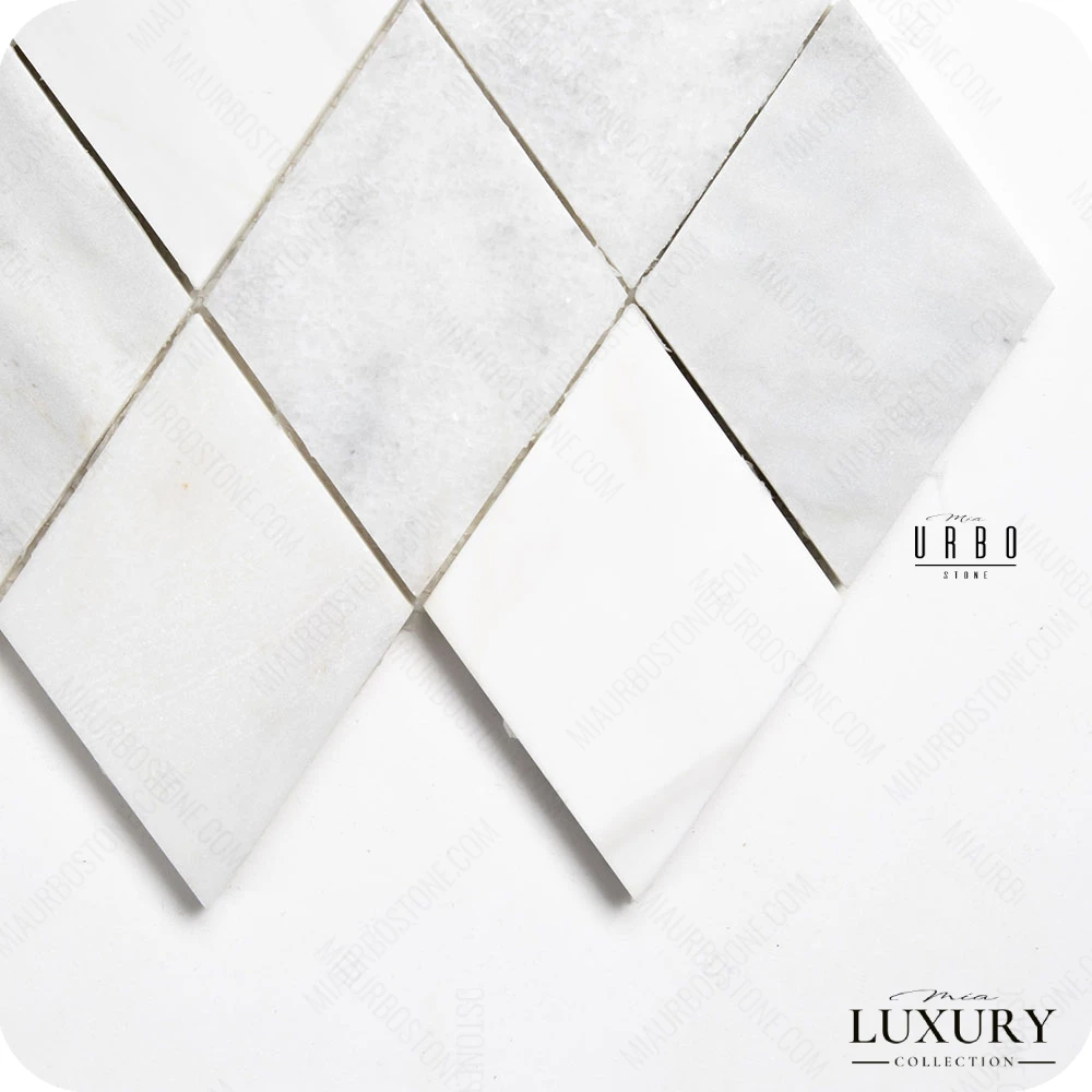 Mozaika marmurowa Froted Pearl Mia Urbo Stone geometryczna jasna szara do wnetrz premium klasycznych glamour classic - luxury Marble mosaic Warsaw romb outlet (4).webp