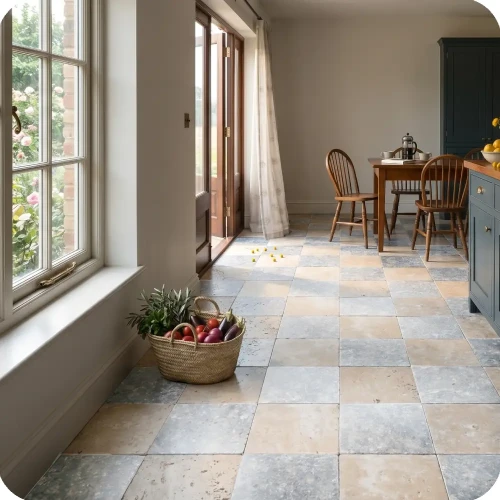 Szachownica trawertyn 20x20 LIGHT SILVER Bebnowany antykowany szlifowany producetn tanie plytki trawertynowe hurtownia kamienia Mia Urbo Stone Polska - TRAVERTINE ANTIK TILES FLIESEN.webp