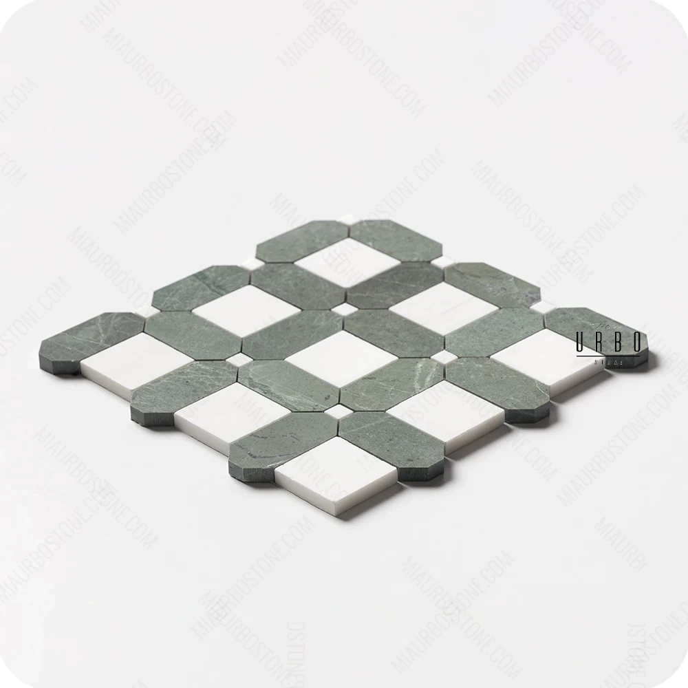 Mozaika marmurowa Verde Bianco Eleganza - bialo zielona mat - green marble mosaic satino finish Mia Urbo Stone (4).webp