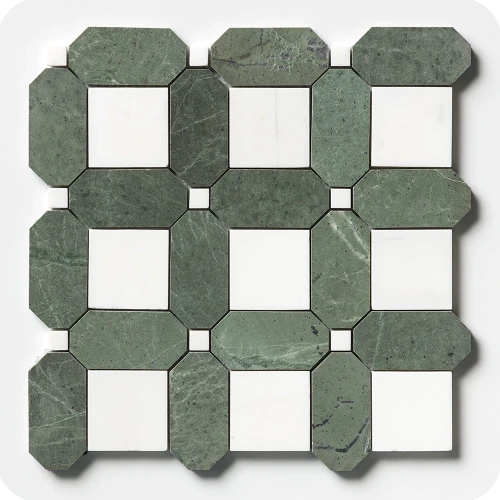 Mozaika marmurowa Verde Bianco Eleganza - bialo zielona mat - green marble mosaic satino finish Mia Urbo Stone (3).webp