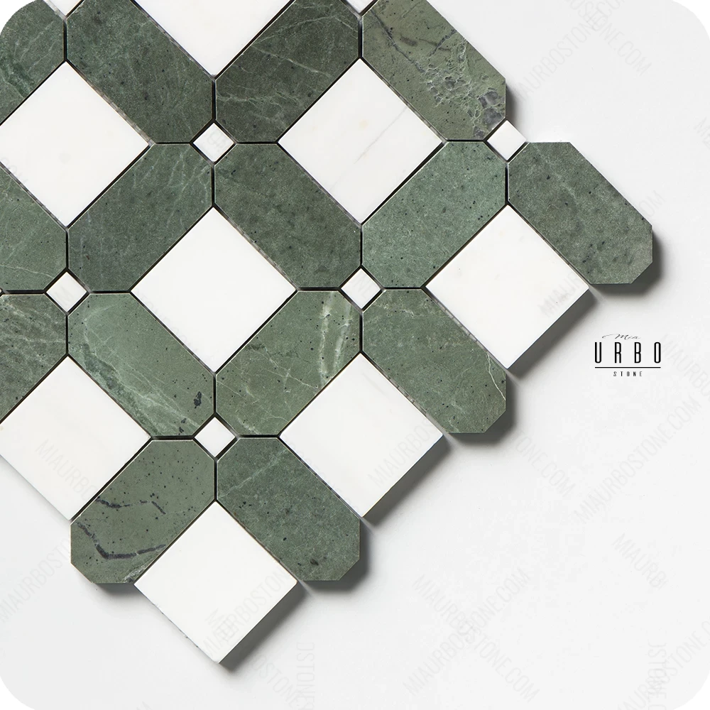 Mozaika marmurowa Verde Bianco Eleganza - bialo zielona mat - green marble mosaic satino finish Mia Urbo Stone (2).webp
