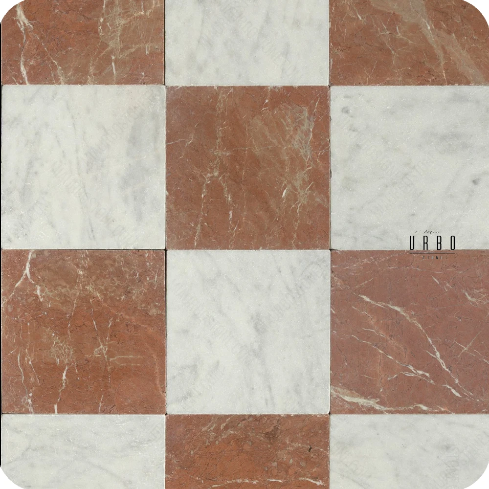 Szachownica marmurowa czerwono biala 30x30 20x20 10x10 antykowana szlifowana matowa rustykalna plytka marmur Mia Urbo Stone (1).webp